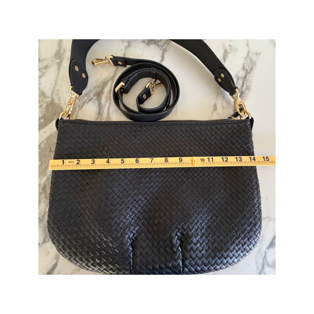 Quince NEW Italian Leather Convertible Crescent Handwoven Black Shoulder Bag - Picture 7 of 8